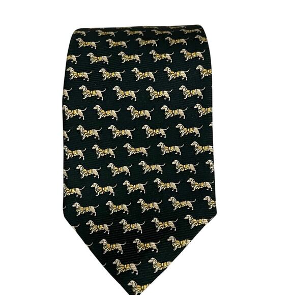 Brooks Basics Dachshund Silk Tie Black - Picture 1 of 5